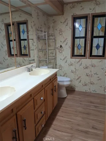 Primary bathroom with dual sinks