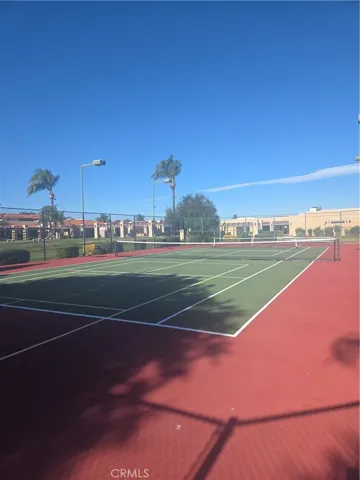 Night lighted tennis court convertible to pickleball court.