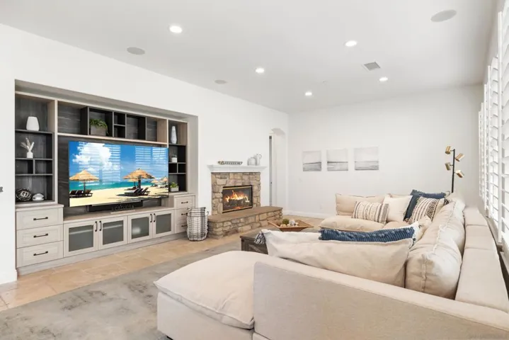 Family room with built in entertainment center