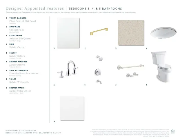 Designer Appointed Features - Bedrooms 3, 4, & 5 Bathrooms - Zircon Modern - Homesite 8 - Hidden Oaks