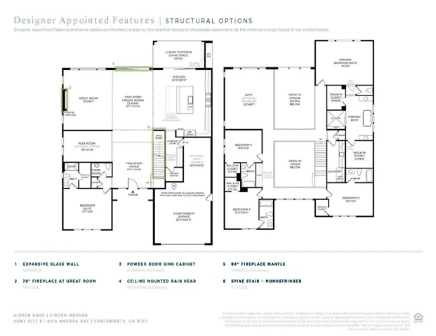 Designer Appointed Features - Structural Options - Zircon Modern - Homesite 8 - Hidden Oaks