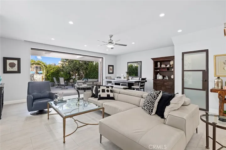 Living room with Fleetwood pocket doors