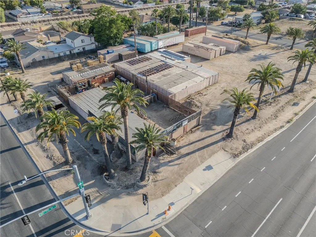 Aerial view of corner lot.