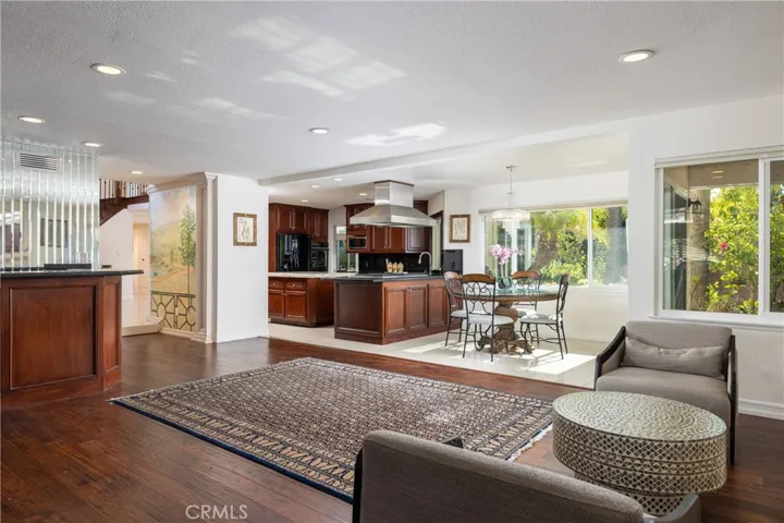 Kitchen is open to casual dining space and family room