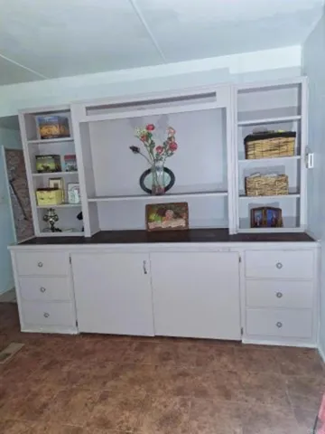 Built in dining room hutch for treasures and collectibles