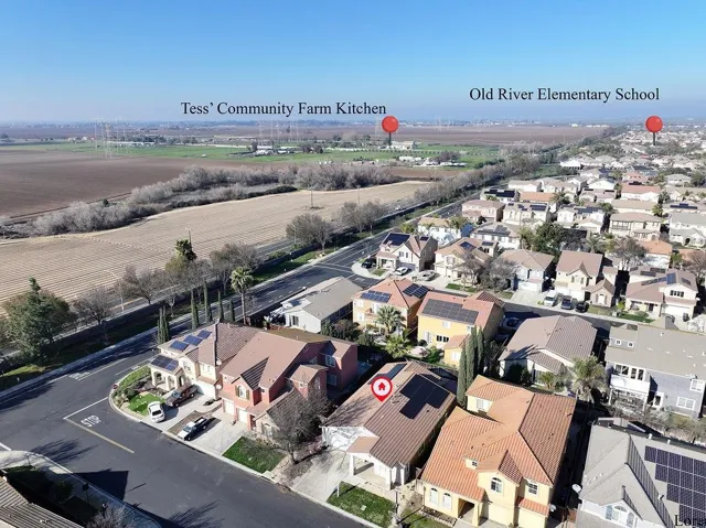 Aerial perspective of suburban area