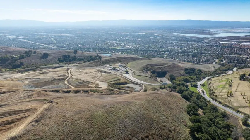 Silicon Valley. Quarry operation and lower 45 acres beyond it. Views of the entire south bay.