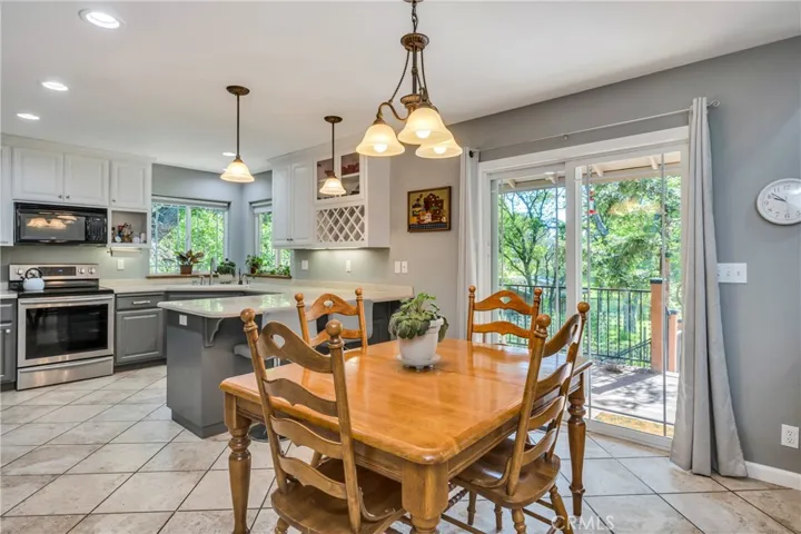 Dining area with slider to covered back deck
