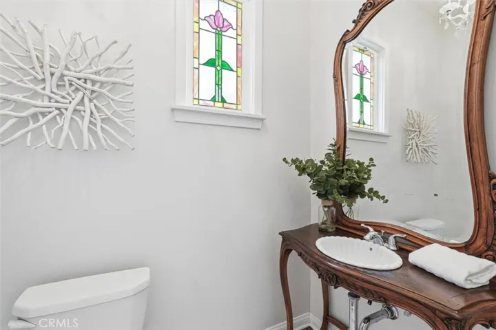Entry Powder Bath with Antique Vanity