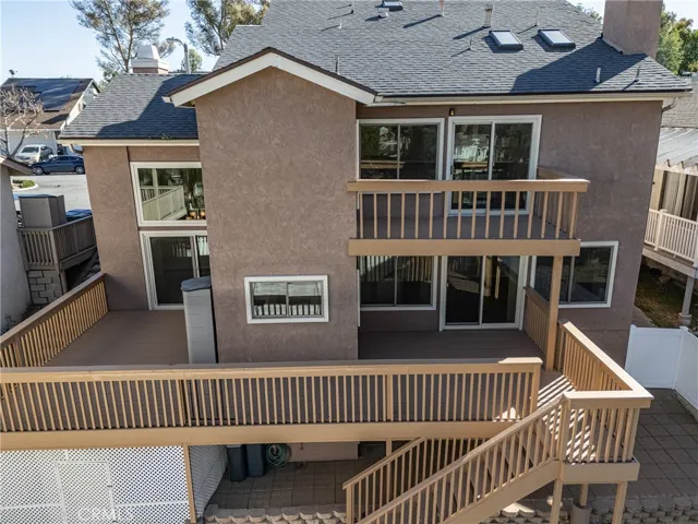 Huge raised deck off of dining room and family room.