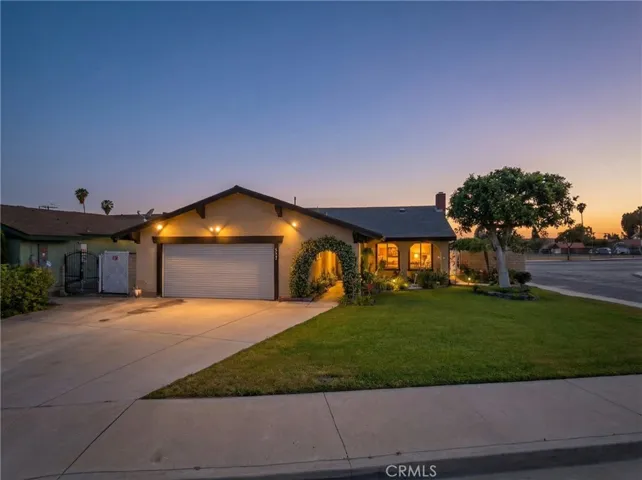 Twilight front exterior highlighting the