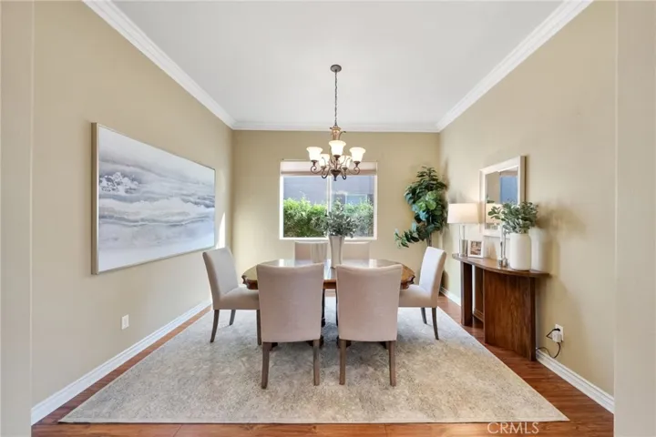 Dining room with crown molding