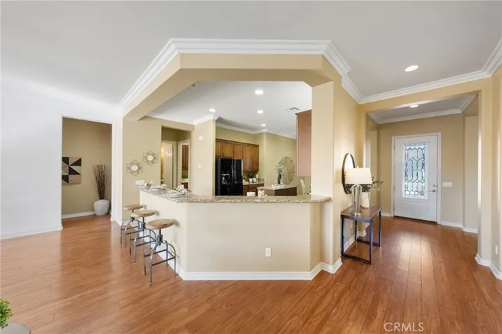 Looking into kitchen from the corner of the family room