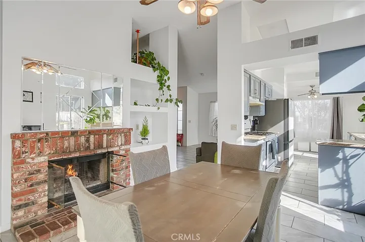 Dining Room with Double-Sided Fireplace