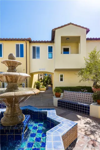 Community fountain and lounge area.