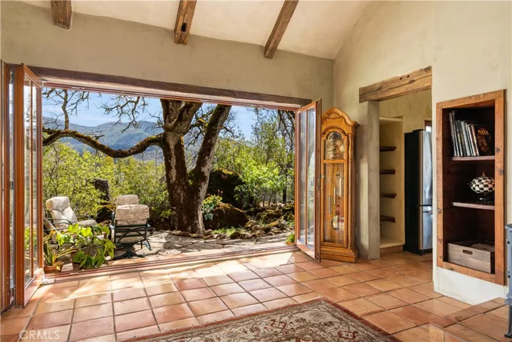 Living Room with collapsable window wall