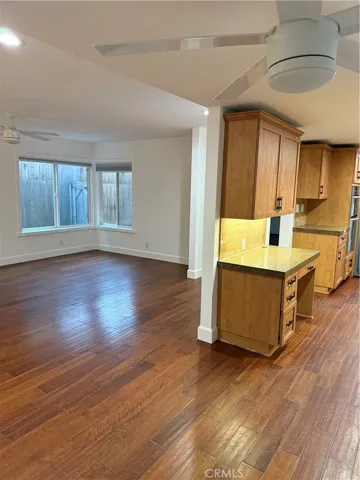 Kitchen and living room view.
