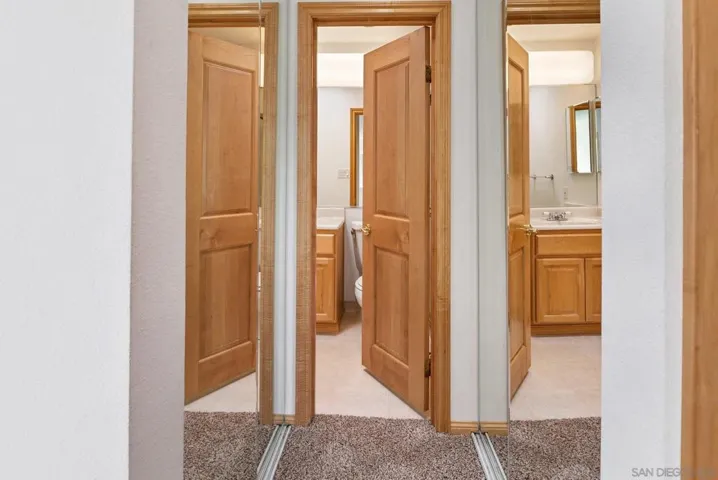 Mirrored closet doors.