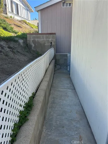 Walk way on left side of Storage Shed