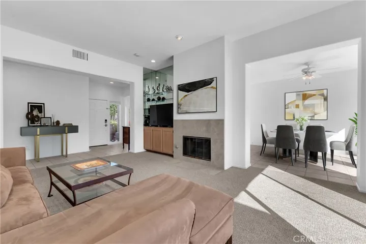 Living room and dining virtually staged