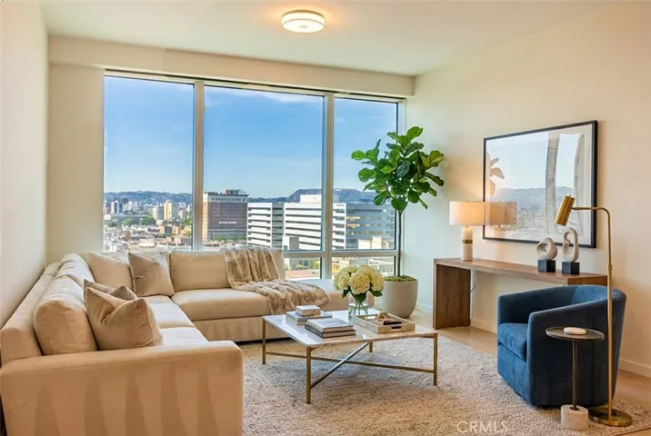 Virtually staged living room.