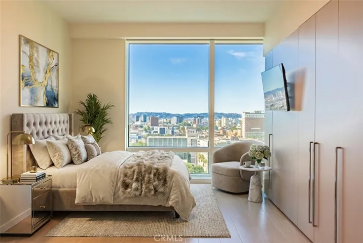 Virtually staged primary bedroom