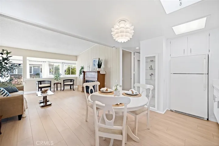 View from kitchen into dining/living area