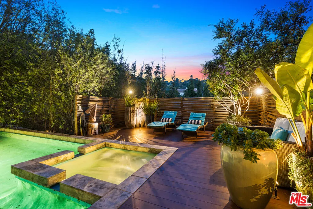 Pool area at night