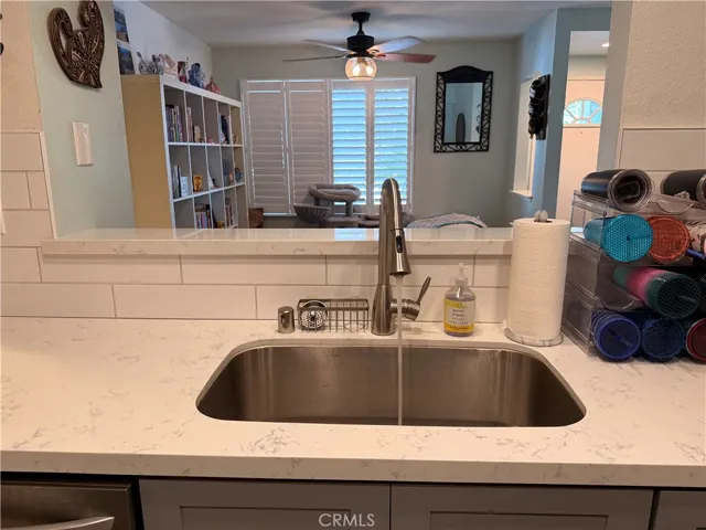 Kitchen opens to dining room.