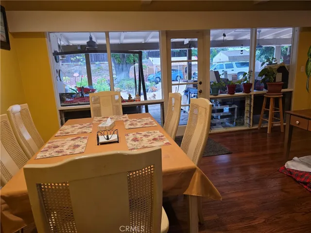 Dining Area and view of the back yard