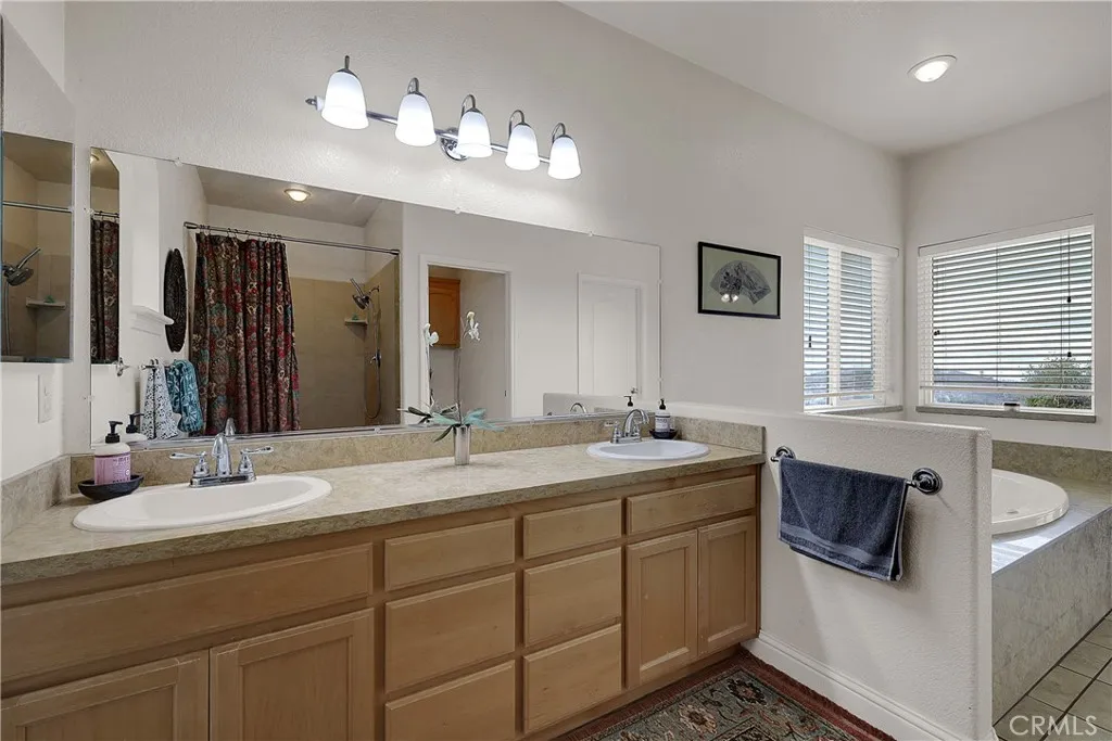 Spacious vanity in primary bathroom.