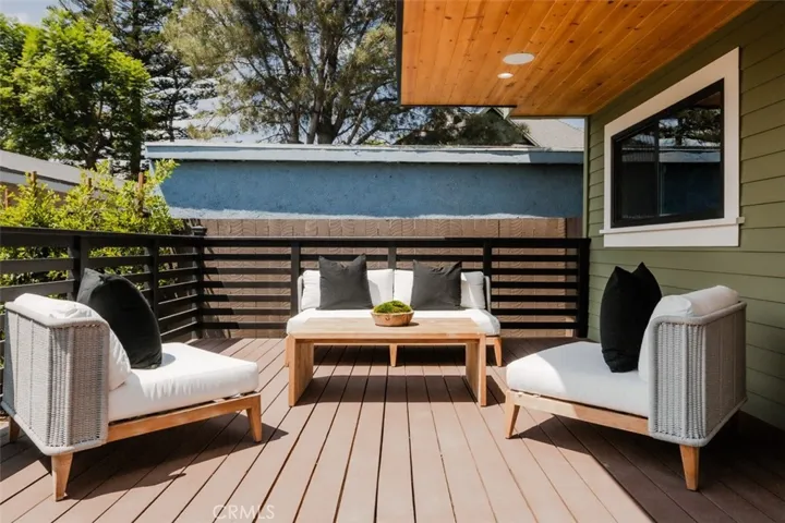 Large deck features recessed lighting and built-in speakers.