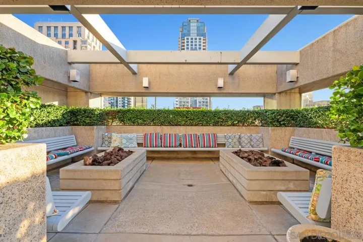 Terrace Level Outdoor Fireplace and Lounge Area