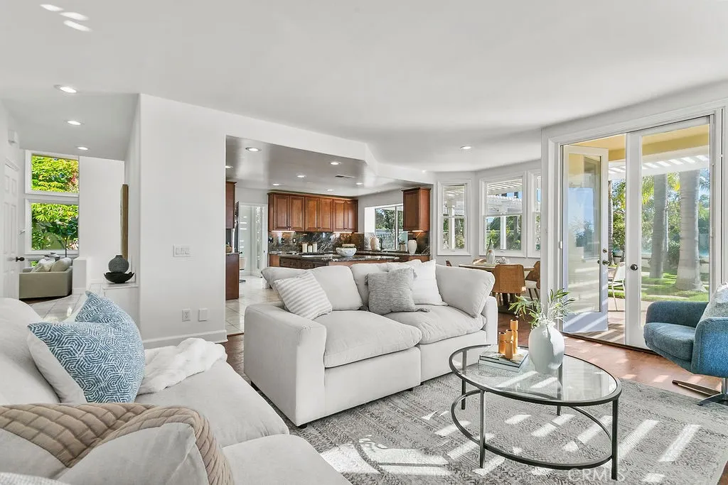 Family room opens to the outdoors as well as the kitchen.