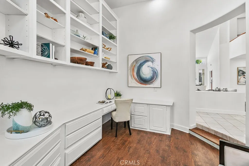 Office is just off the front entry.  Maybe a leaded glass door could add art or color as well as more seclusion.