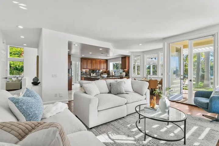 Family room opens to the outdoors as well as the kitchen.
