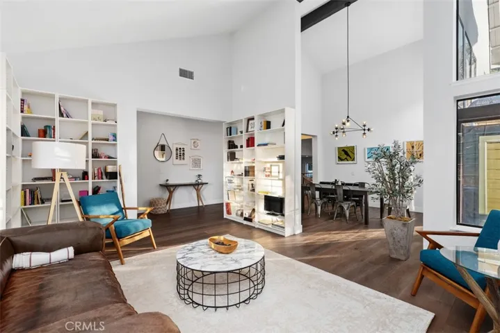 Library also opens to dining room.