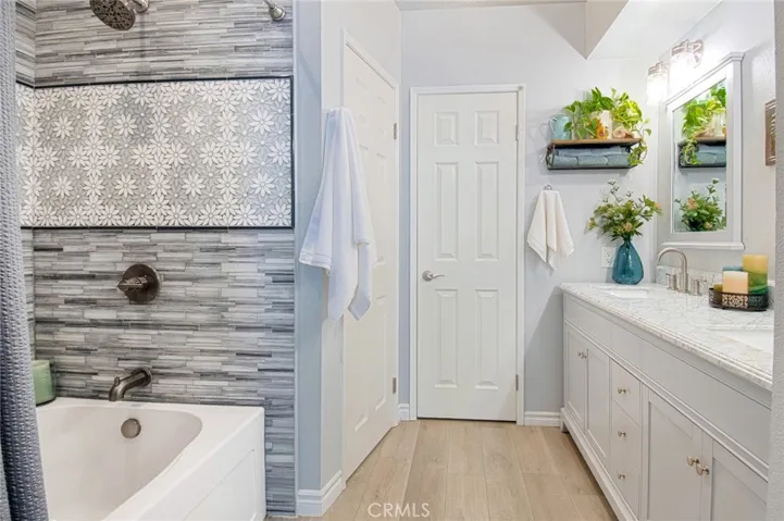 Primary bath is roomy and sleek!