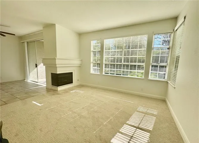 Spacious living area with fireplace