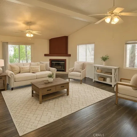 AI altered photo to stage living room