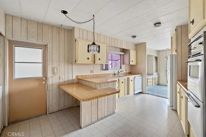 Kitchen view from living room entrance
