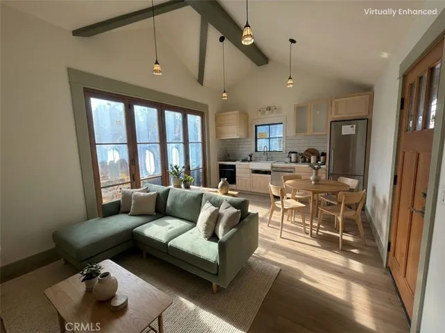 virtually staged living/kitchen space