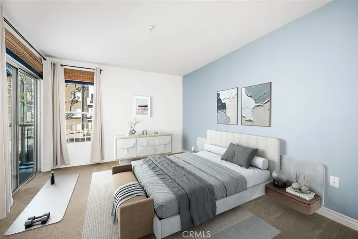 Virtually staged primary bedroom