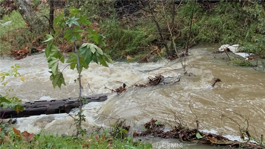 Creek behind home during rain.  Beautiful, yet, still enough space.