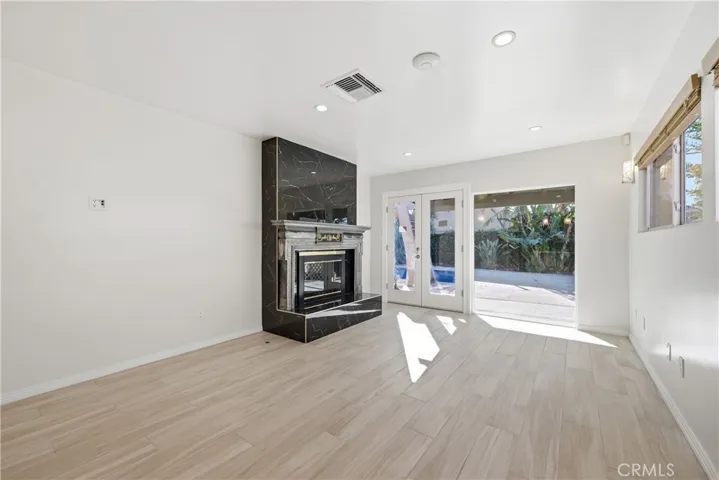 Family room with custom fireplace