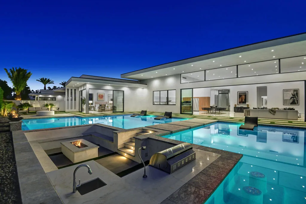 SUNKEN BBQ ANGLED TO POOL AND HOUSE NIGH
