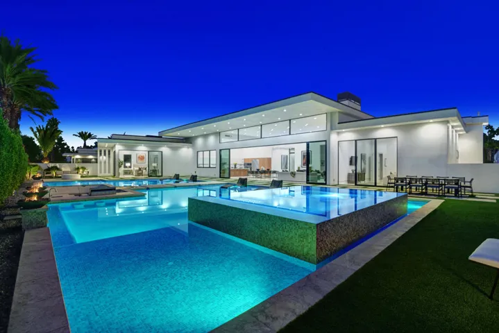 POOL AND SPA ANGLED TO HOUSE PULLED BACK