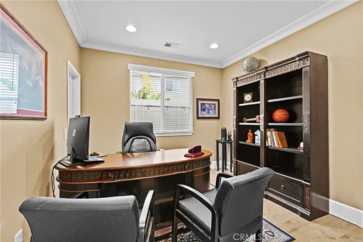 Downstairs full bedroom and closet being used as office