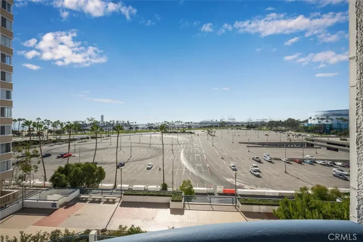 A photo doesn't do this view justice. It may appear that you mostly see the race course for the annual Long Beach Grand Prix (overlooking turn 9) in the foreground, but you're able to see the Queen Mary, Alamitos Bay, and even Catalina if the sky is clear.