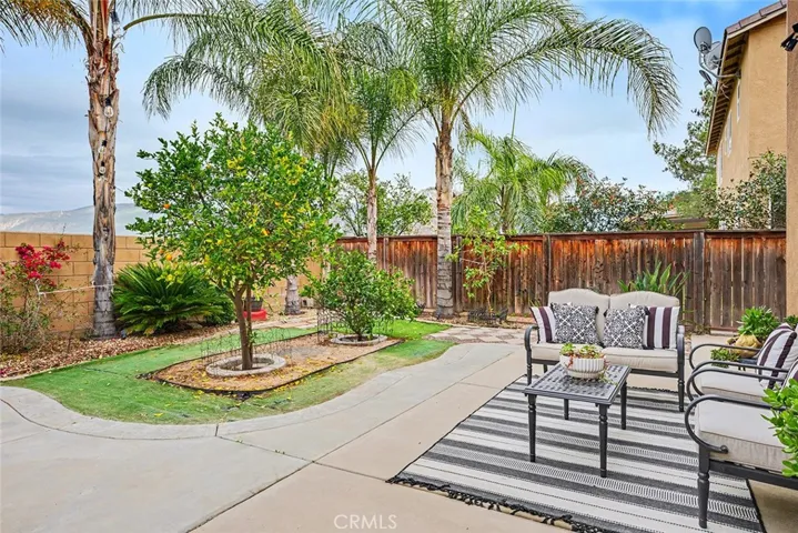 Fruit tree and landscaped yard